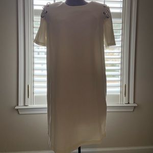 White Lace Up Sleeve Dress